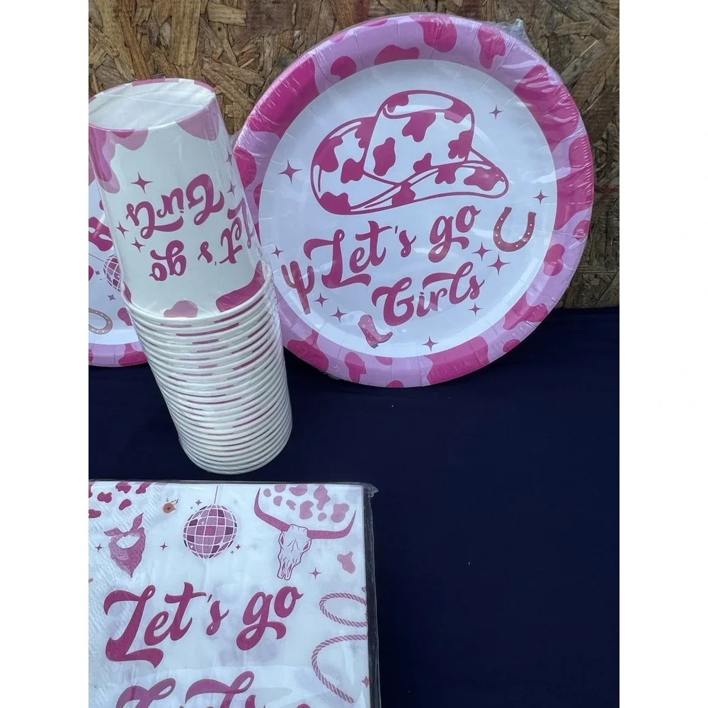 Western Cowgirl Let's Go Girls‎ Party Cup, Plates , Napkin 96